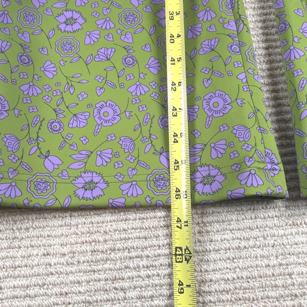Cynthia Rowley The Bonded Flare Pant Womens 10 Green Purple Floral Retro Mod NWT - Picture 12 of 12